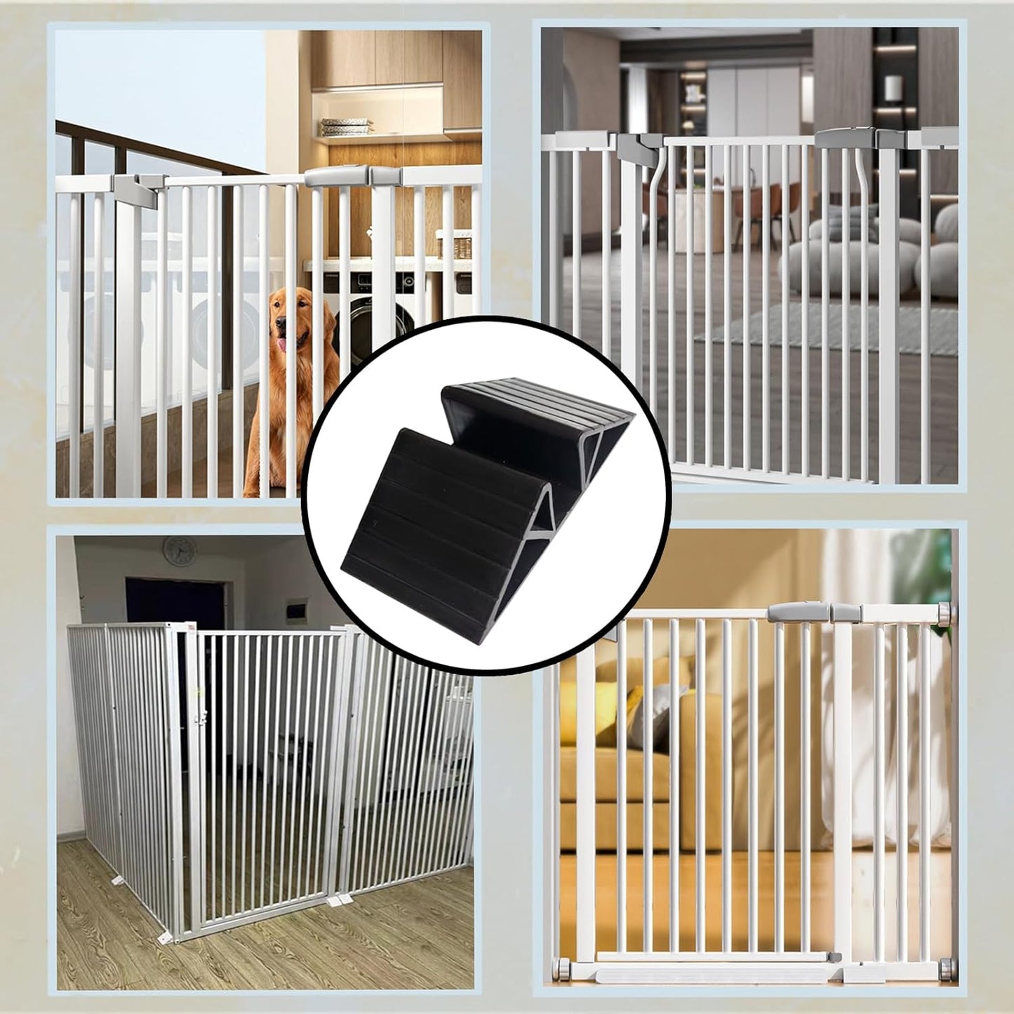 pet Dog gate Support feet - Triangle Fence Reinforcement Fittings，Plastic Free Standing Dog Gate Fence Panel，Suitable for configuring Dog Gates, Dog Fences (Matte Black)