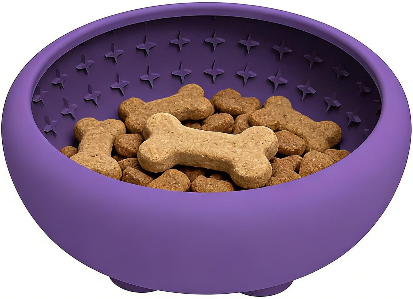 Slow Feeder Bowl - Silicone Non Slip Pet Dish, Strong Suction Cup Feeder, Sturdy Lightweight Easy Clean, Prevents Fast Eating and Spills, Premium Pet Feeding Tool, Puppy Medium Dog Cat Home