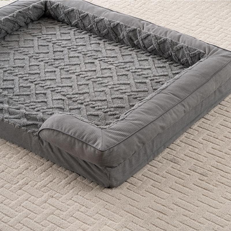 Orthopedic Dog Bed, Waterproof C-Shaped Pet Sofa with Removable Washable Cover, Non-Slip Bottom, Quilted Comfort Couch for All Dog and Cat Breeds (Dark Gray, 42" x 32" x 6.5")