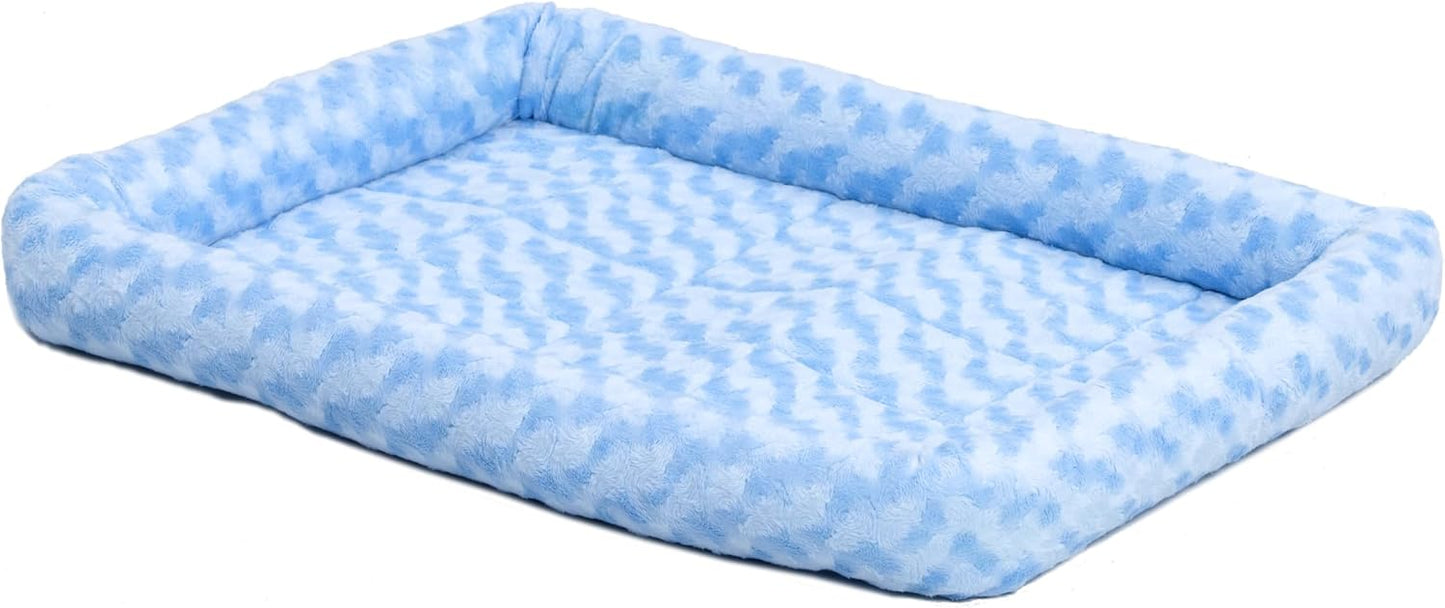 MidWest Homes for Pets QuietTime Fashion XXS Dog Bed – Blue Faux Fur Bolster, Ultra-Soft and Machine Washable, Fits 18-Inch Crates and Carriers, for Small Dogs and Cats