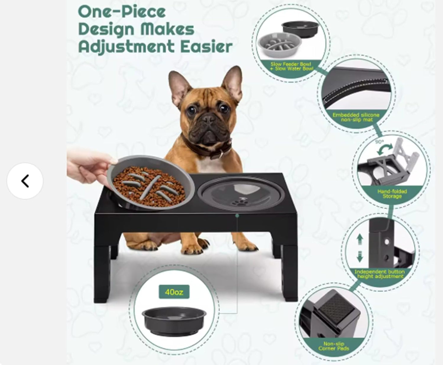 Dog Raised Bowls – Elevated Slow Feeder Dog Bowl with Adjustable Stand, 15° Tilted Ergonomic Floating Slow Feeding Bowl, Reduces Choking & Improves Digestion for Medium & Large Dogs (Grey)