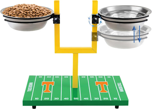 NCAA Tennessee Volunteers Goalpost Dog Feeder – Adjustable Elevated Dog Bowls with Stand, 2 Stainless Steel Bowls, Non-Slip Rubber Feet, Raised Pet Feeder for Large & Small Dogs