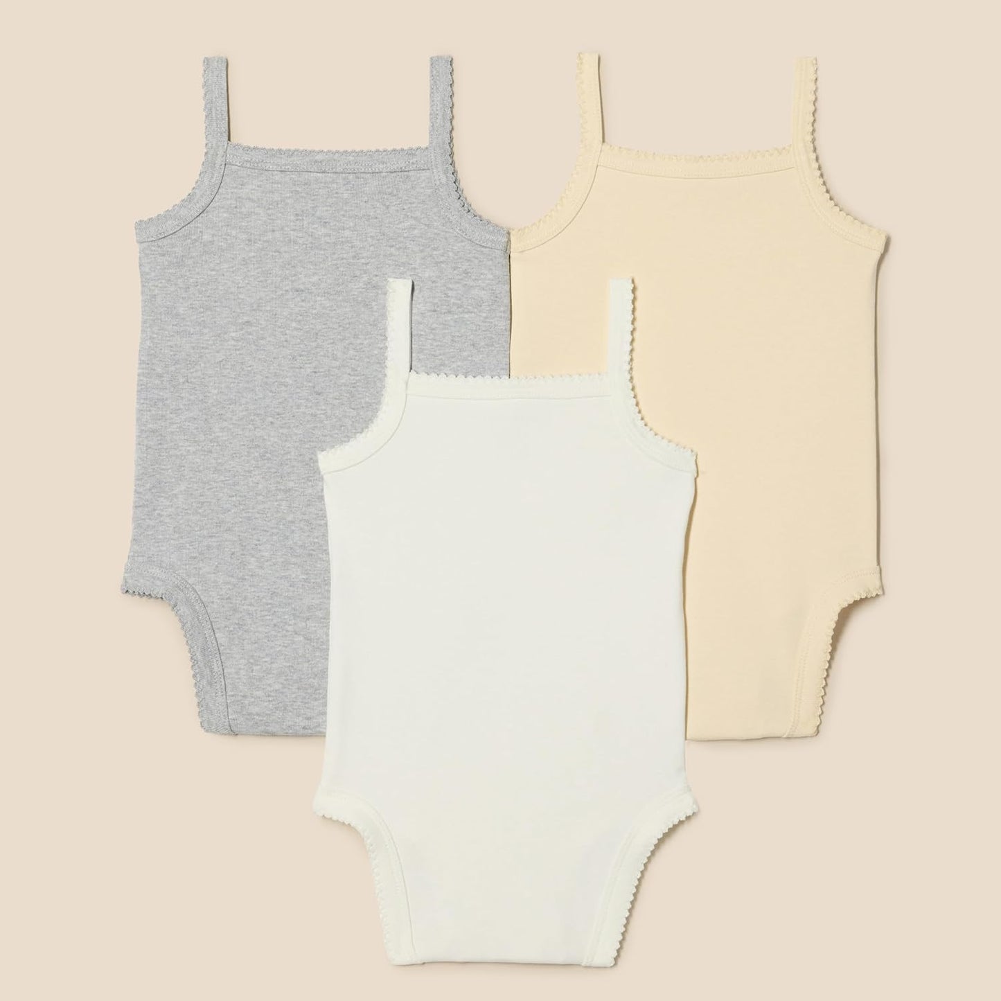 Amazon Essentials Baby Girls' Cotton Sleeveless Bodysuits, Baby Clothes, Pack of 3