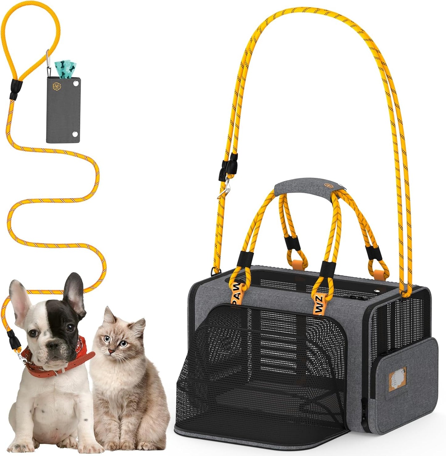 PAWZIDEA Expandable Pet Carrier Airline Approved, 18"×11"×11" Small Dog Carriers, Collapsible Top-Load Cat Carrier for 2 Cats Under Seat, Soft-Sided Puppy & Animal Travel Bag, ID Card, Up to 15lbs