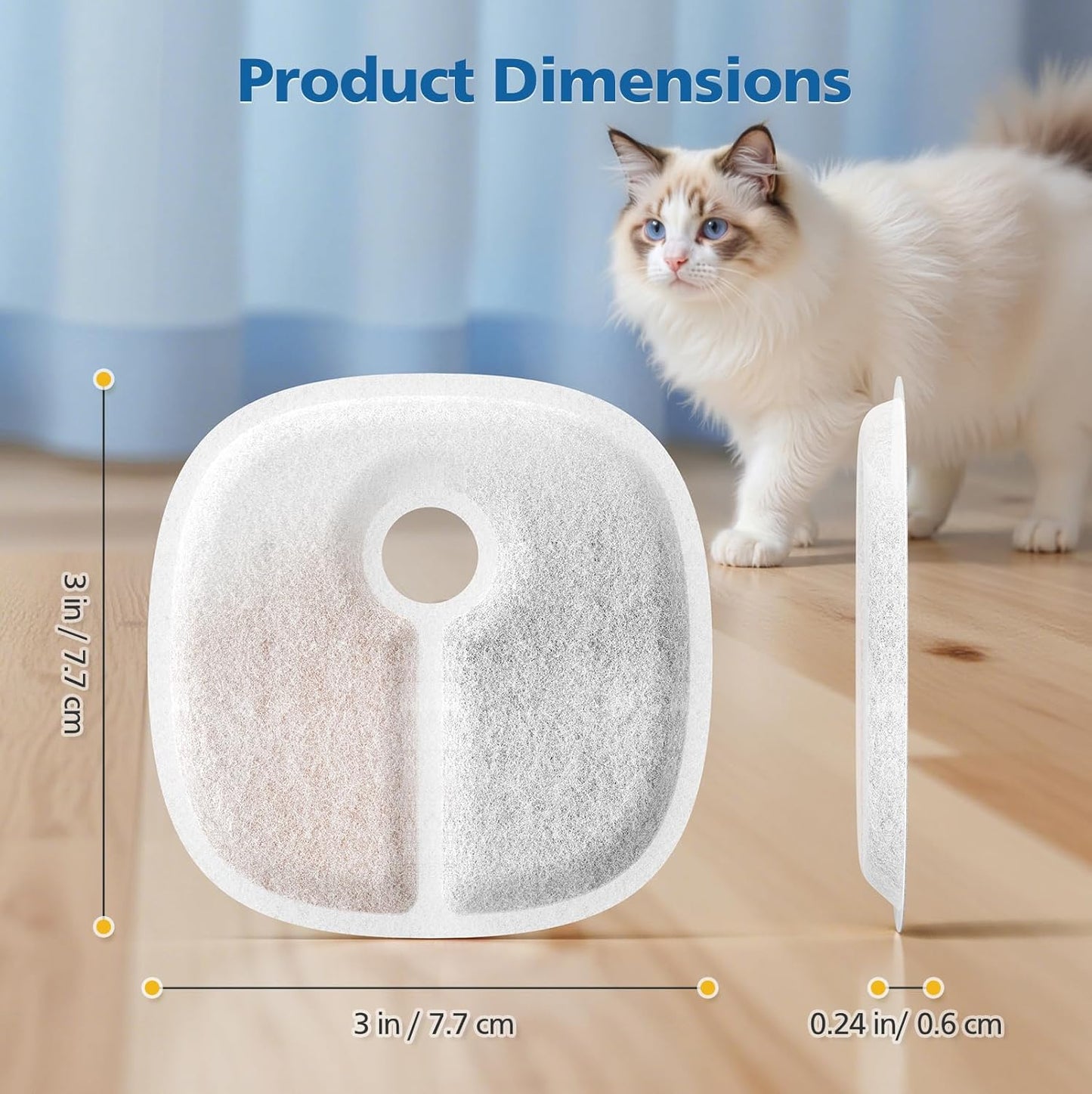 16 Pack Filter Replacements Compatible with E1/E1+ Cat Fountain (2L/67oz), Triple Filtration System Pet Water Dispenser Filter Replacement for Dogs and Cats
