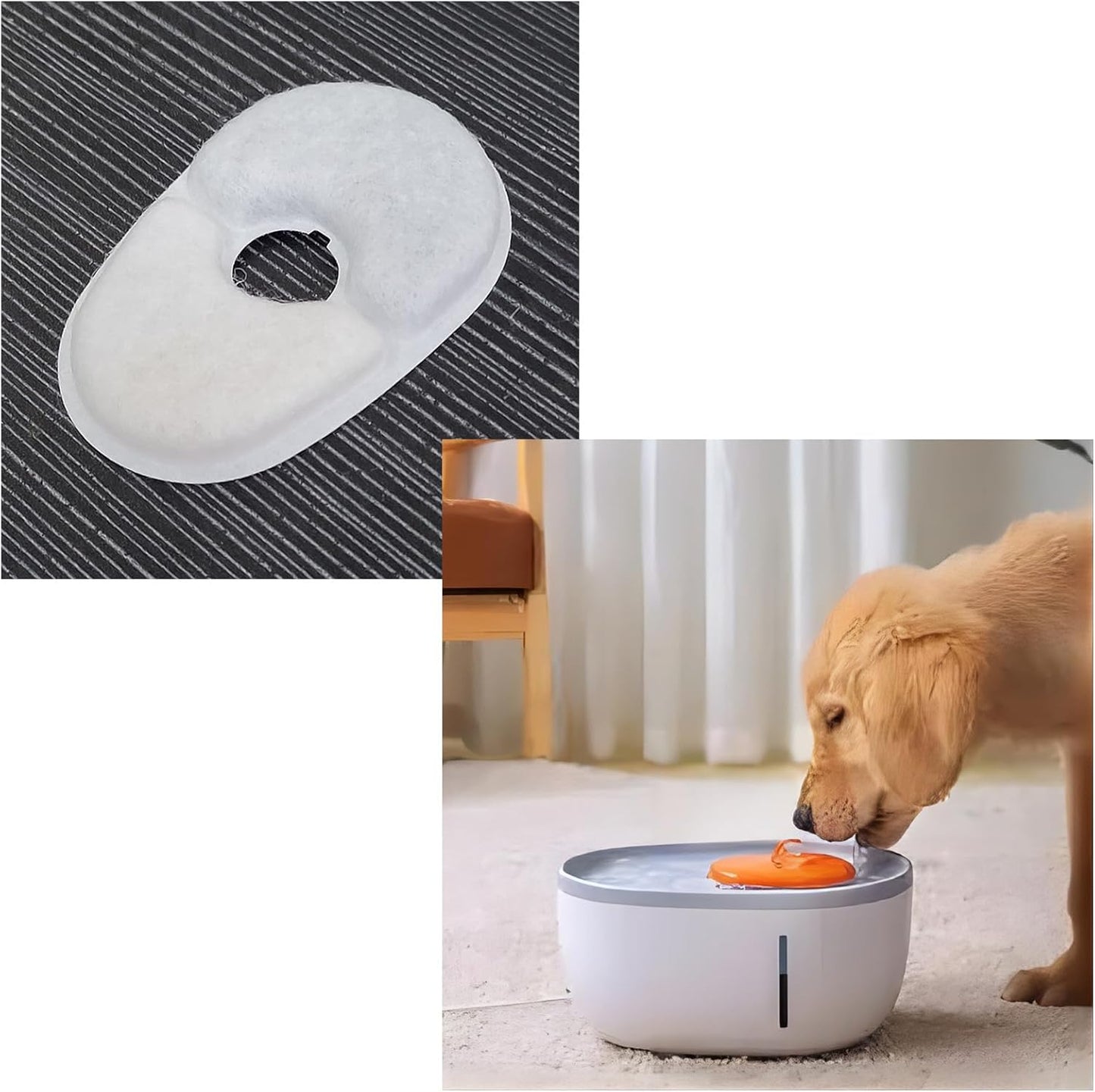 8 Sets Pet Fountain Water Filters w/Filter Sponge Compatible with Avocado Water Fountain Replacement Filters for Cat Dog Small Animal Water Dispenser Filters, White