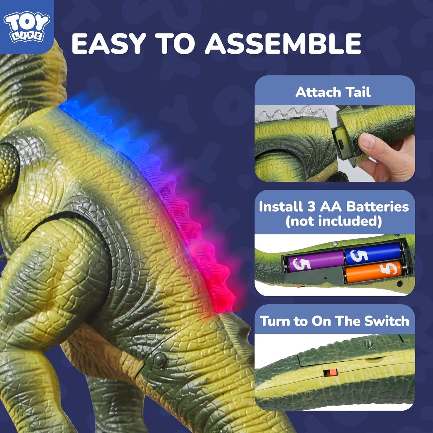STEAM Life Remote Control Dinosaur Toys,Robot Walking & Dancing Dinosaur with Light and Realistic Roaring Sound, Electronic Steam Toy, Birthday Gift for Kids