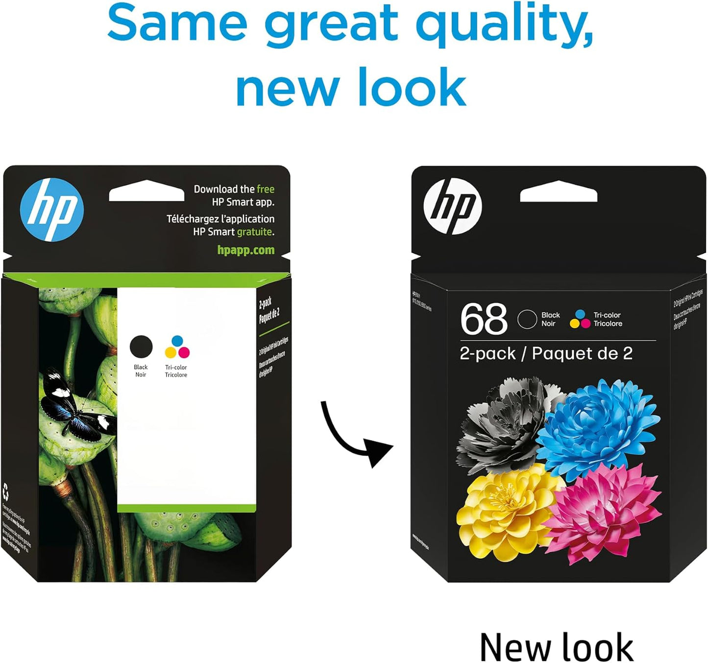 HP 68 Black/Tri-Color Ink Cartridges (2-Pack) | Works Envy 6100e, 6500e Series | Eligible for Instant Ink | 6L6S2TN | Packaging May Vary