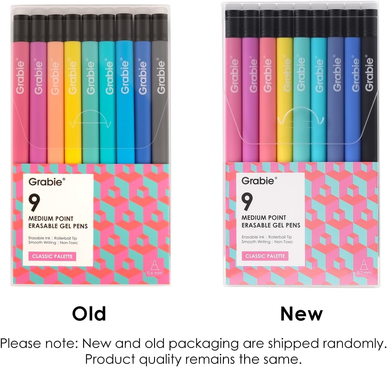 Grabie Erasable Gel Pens, Medium Point 0.7 mm Erasable Pens, Make Mistakes Disappear for Drawing Writing Planner, Pack of 9 Assorted Colors