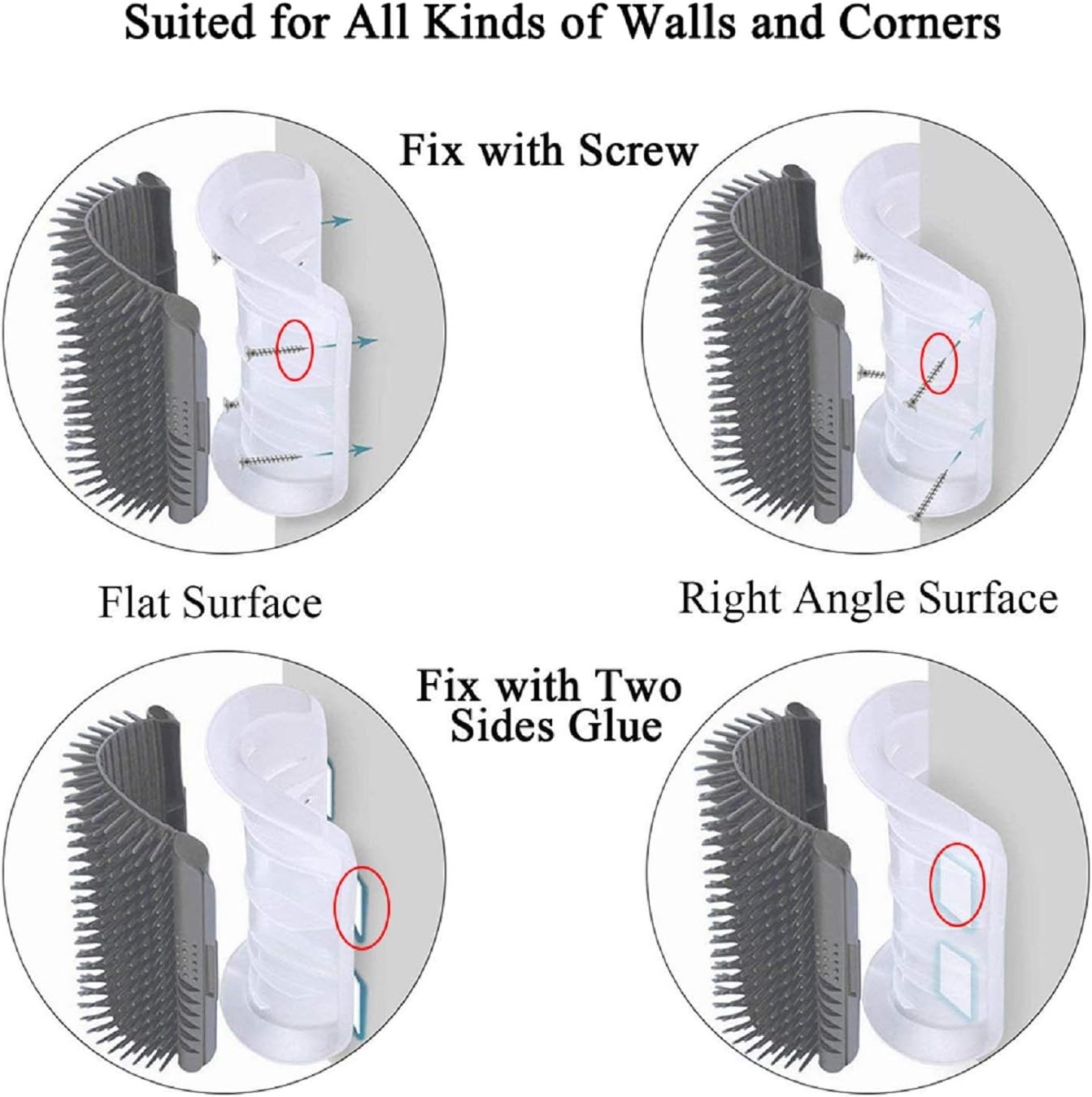 Kingtree Cat Corner Scratcher Self Groomer with Catnip, 2 Pack Softer Cat Face Scratchers Wall Corner Grooming Massage Combs for Long & Short Fur Cats