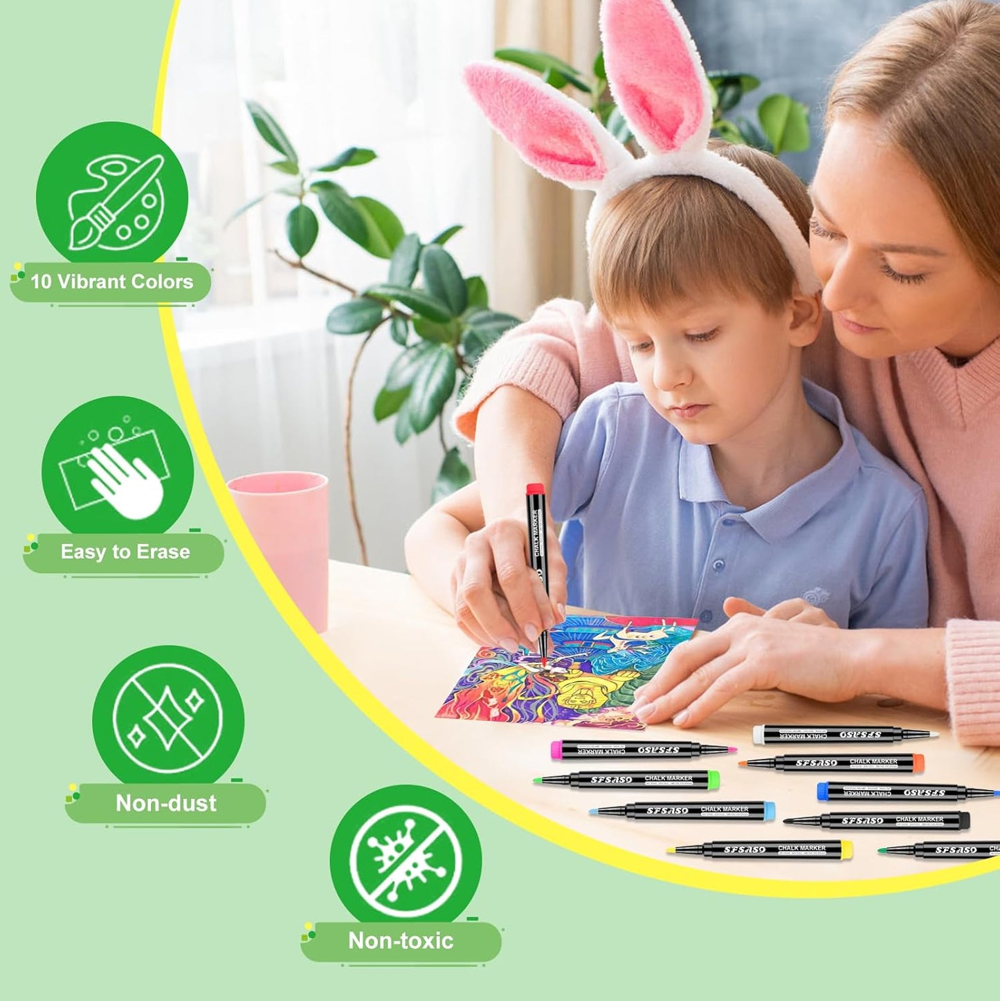 Liquid Chalk Markers for Acrylic Fridge Calendar Planning Board, Clear Glass Dry Erase Board, Whiteboard, Window, Mirror, Easy Wet Erase,1mm Fine Points (10 COLORS)