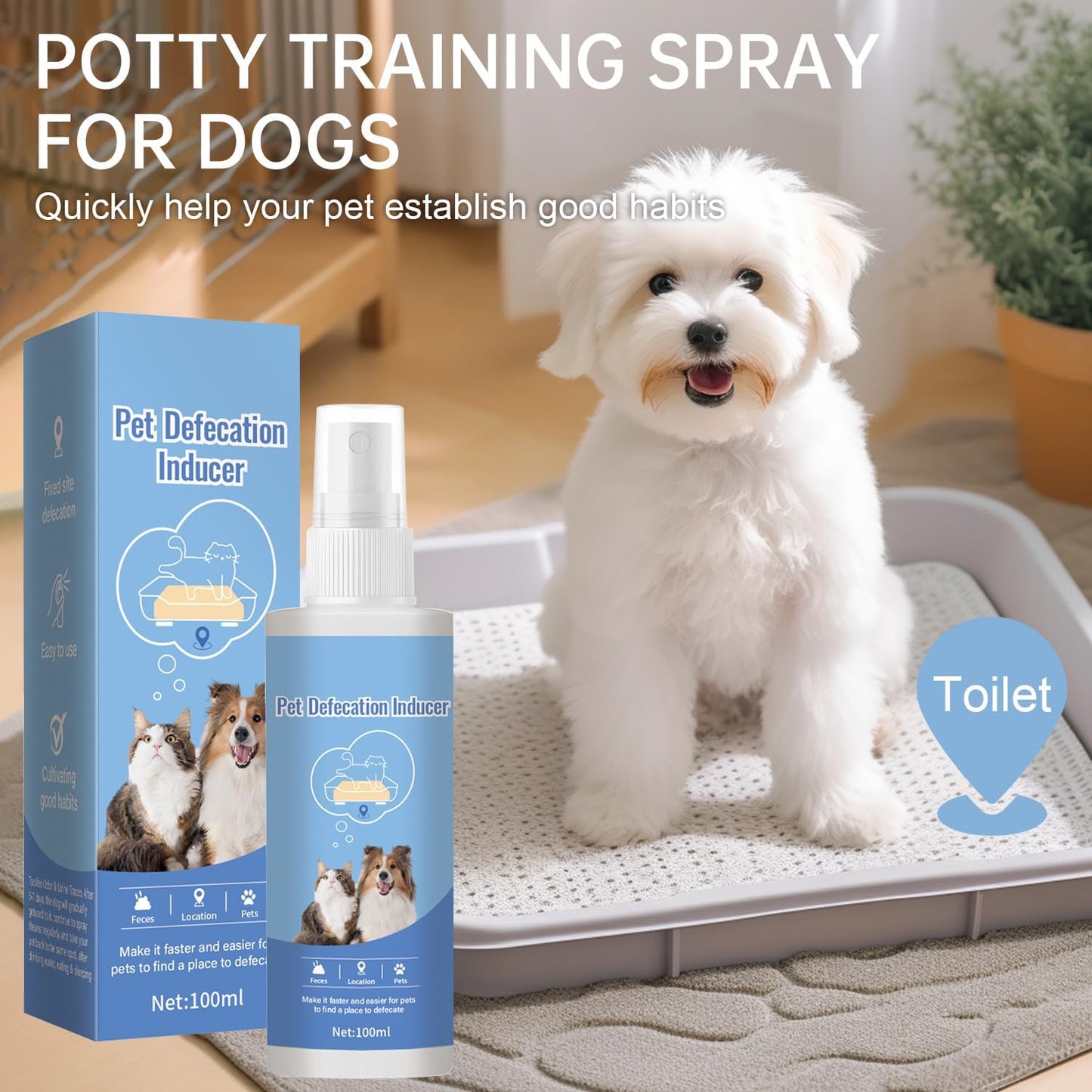 Potty Training Spray for Dogs Dog Potty Training Spray Go Here Dog Potty Training Spray Address Canine Inappropriate Elimination Habits for Indoor & Outdoor Environments (Blue)