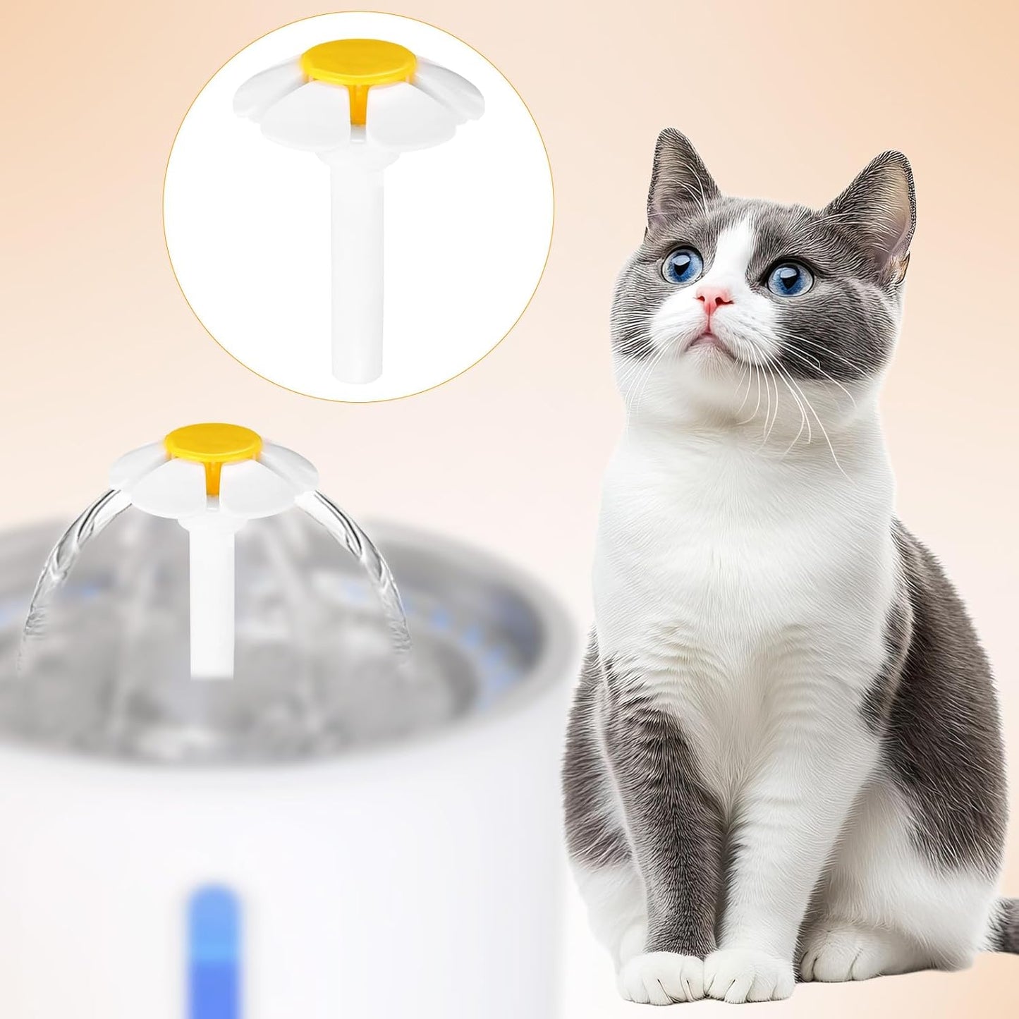 Cat Water Fountain Spout Replacement Part, Flower Kitty Drinking Fountain Top Faucet Accessories for Cats and Dogs Compatible with 2.4L/81oz Pet Water Dispenser