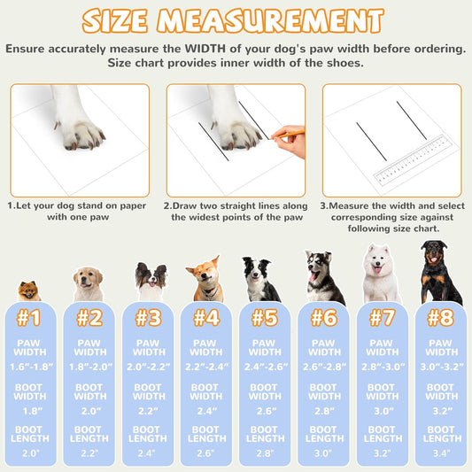 Dog Shoes for Large Small Medium Dogs, Dog Boots & Paw Protectors to Prevent Licking, Anti-Slip Dog Booties with Reflective for Hot Pavement, Outdoor Hiking, Hardwood Floors, Winter Snow (Size 8)