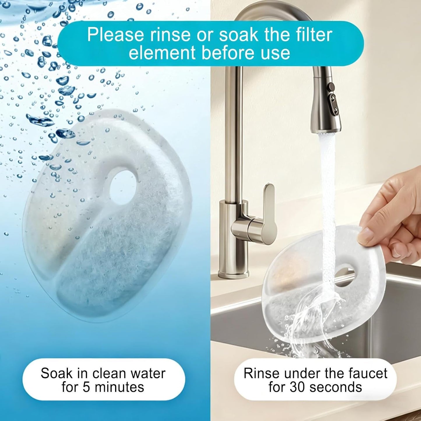 Triple Filtration Replacement - Purified Cat Fountain, Water Filter with Activated Carbon, Pet Dispenser with 12 Pack, Dog Accessories Ceramic Compatible, Health Promotion for Indoor Daily