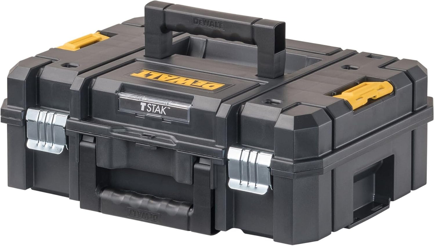 DEWALT TSTAK II Tool Box, Flat Top Tool Storage Case, Organizer Box Holds Up To 66 lbs, Flexible Platforms for Stacking, 13 Inch (DWST17807)