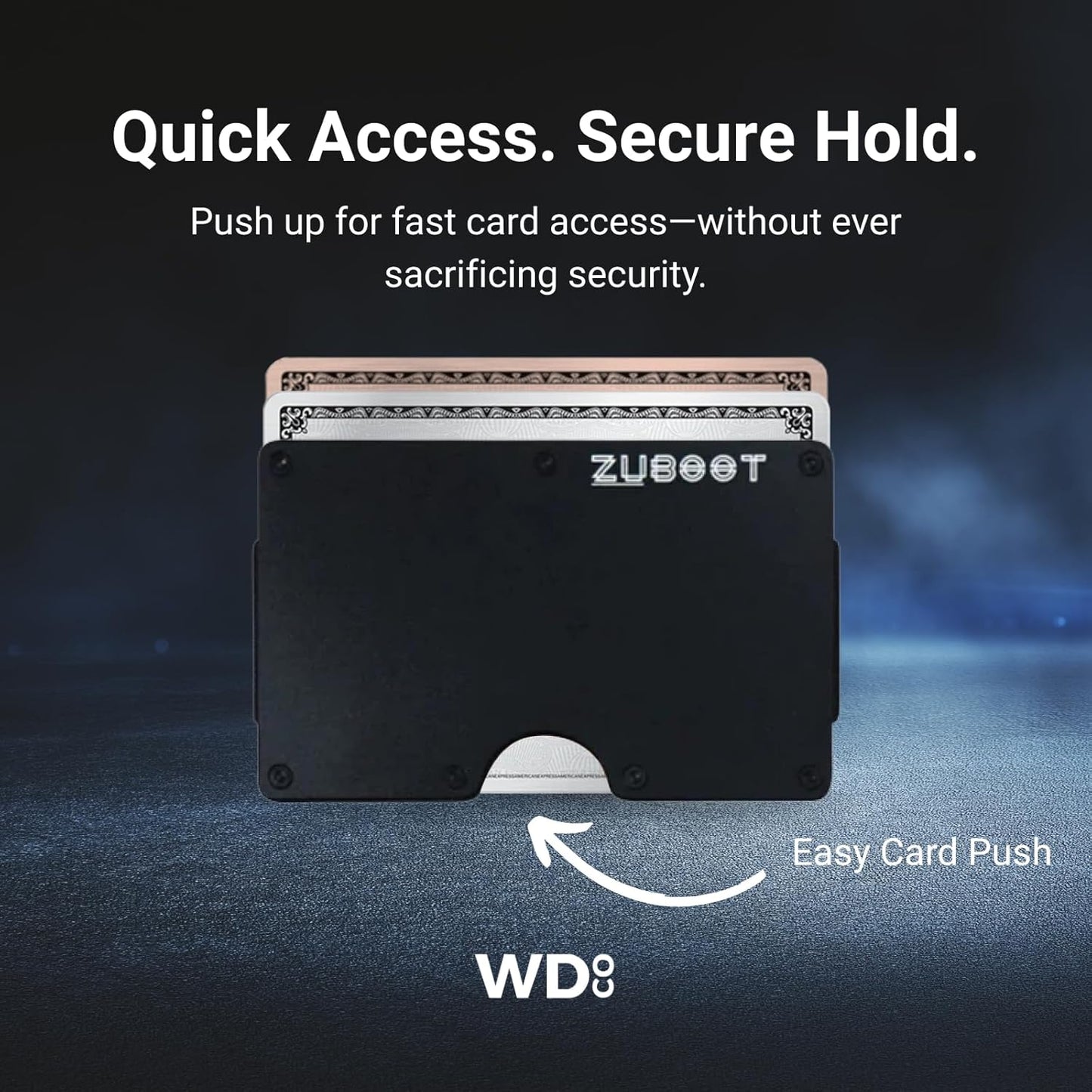 Aluminum RFID Wallet for Men – Slim Black Metal Front Pocket Card Holder with Built-In Cash Clip – Durable, Lightweight Minimalist Wallet for Everyday Carry (Black, Holds 16 Cards)