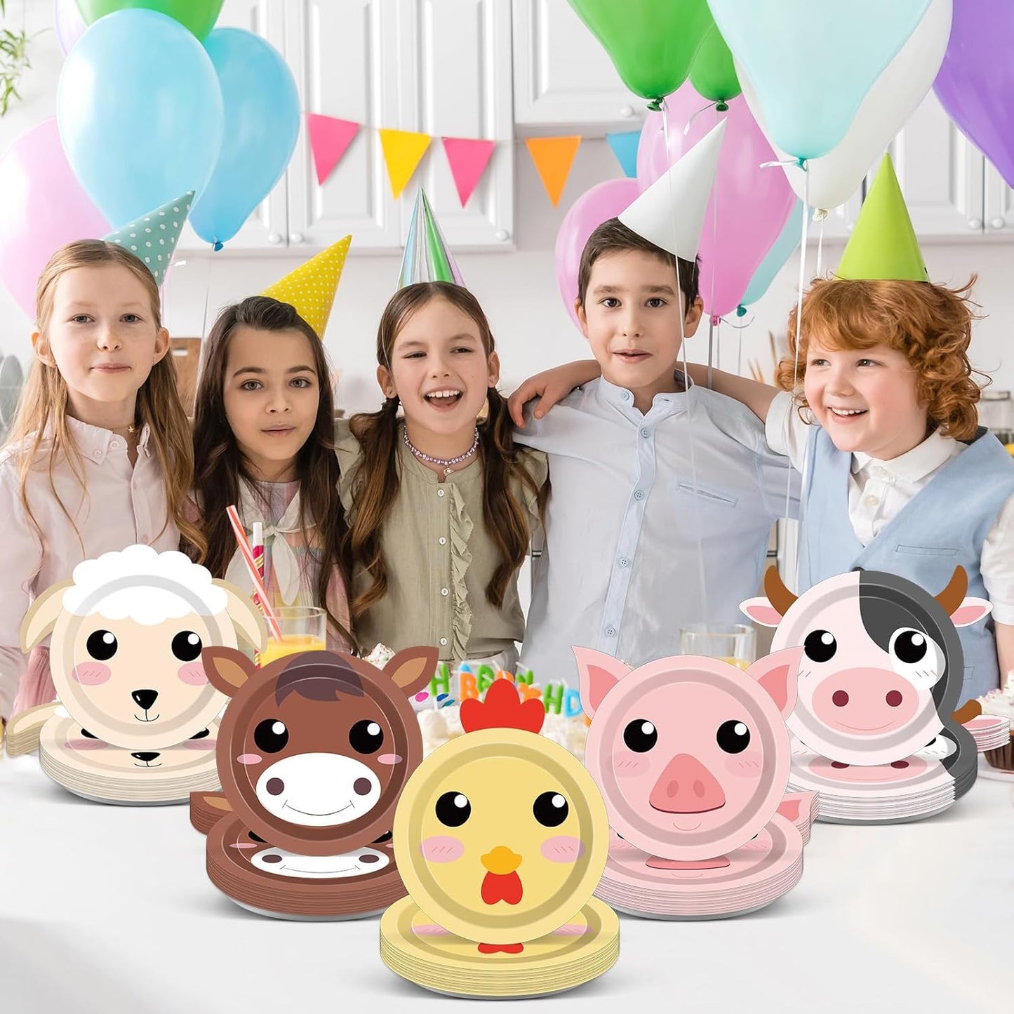 50 Count Farm Animals Party Paper Plates Farm Theme Shaped Disposable Plates Farmhouse Birthday Tableware Animal Cake Supplies for Birthday Baby Shower Farmhouse Fun Barnyard Animals Party Favors