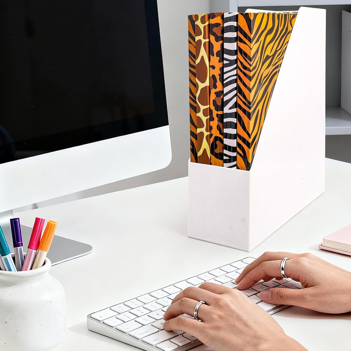 Whaline 24 Pack Animal Prints File Folders Letter Size Safari Leopard Zebra Tiger Giraffe File Pockets with 1/3 Cut Tab for Home Office Classroom Supplies, 8.9 x 11.6 Inch