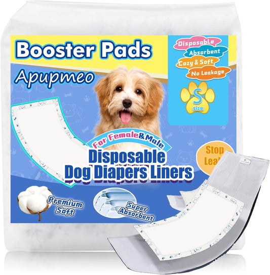 Disposable Dog Diaper Liners - 50PCS Dog Booster Pads for Male Female Dogs - Doggie Diaper Insert Pads for Pet Belly Bands Wraps Period Pants Covers(S,50)