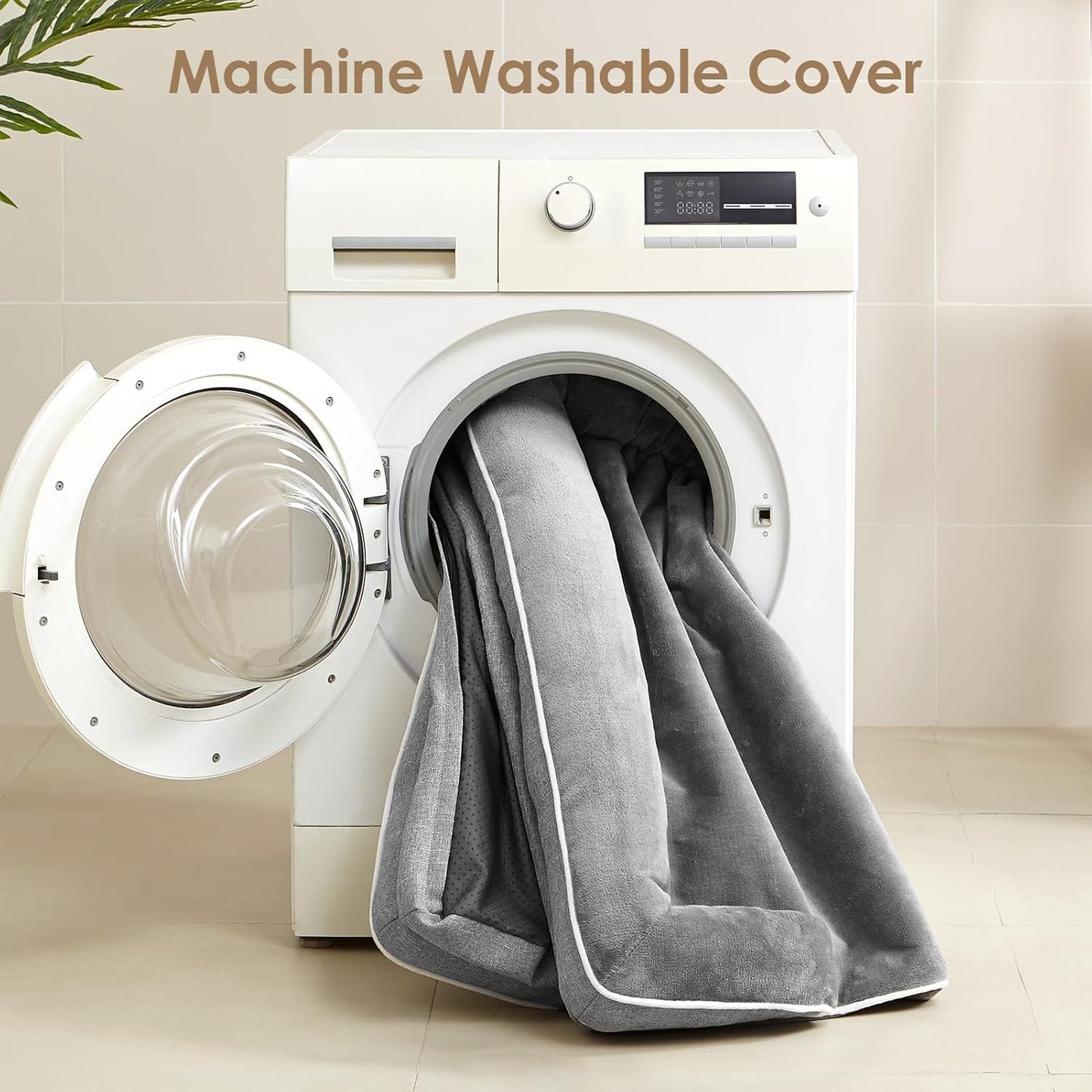 EHEYCIGA Dog Bed Cover Replacement for Extra Large Dog Bed, Waterproof Washable Removable Cover for Orthopedic Memory Foam Dog Sofa, Non-Slip Bottom, Grey, Cover Only
