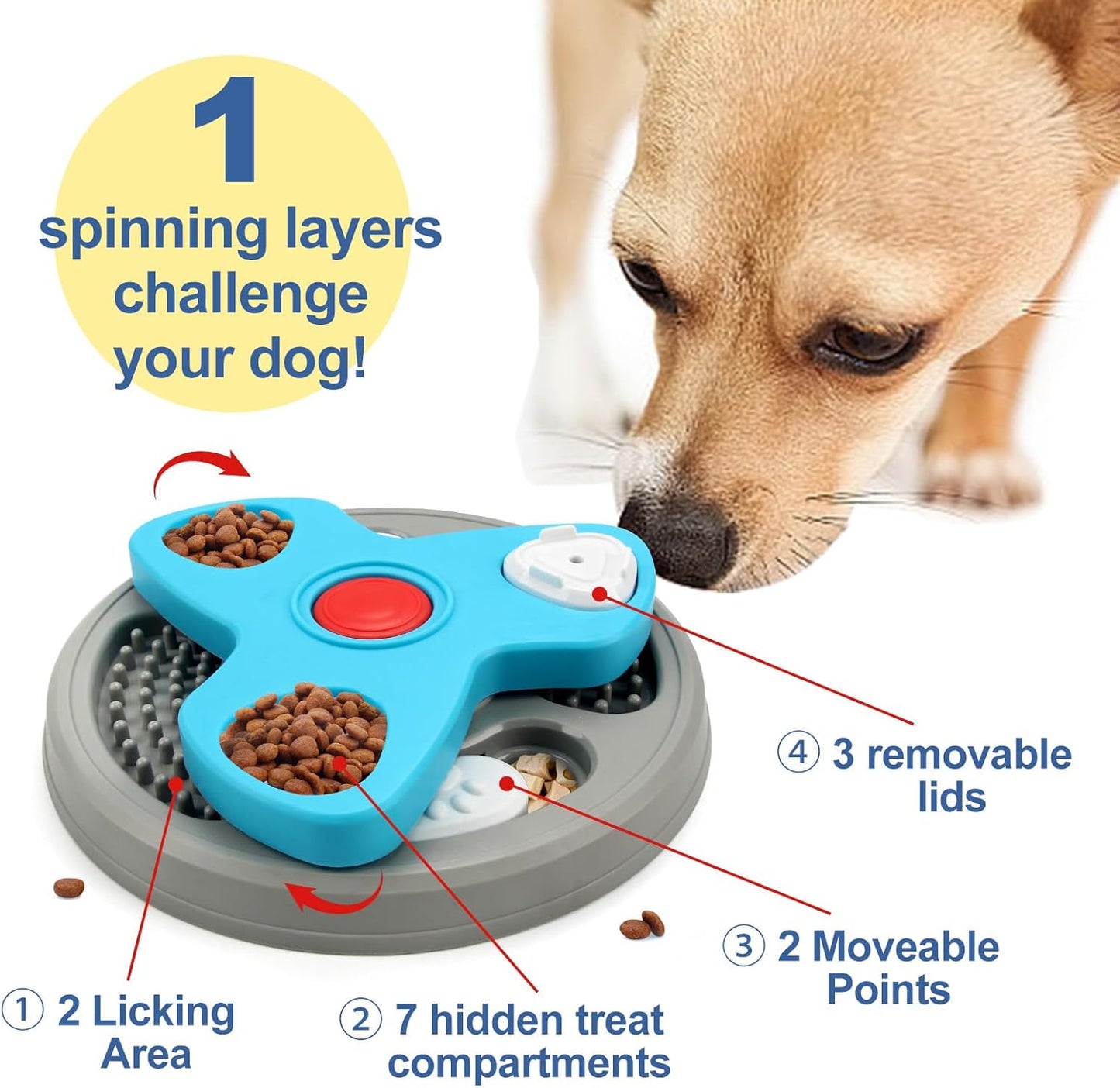 Durability Slow Feeders Bowl Regulable Dog Feeders Comfortable Cats Bowl for Eating Intelligence Training Pet Toy