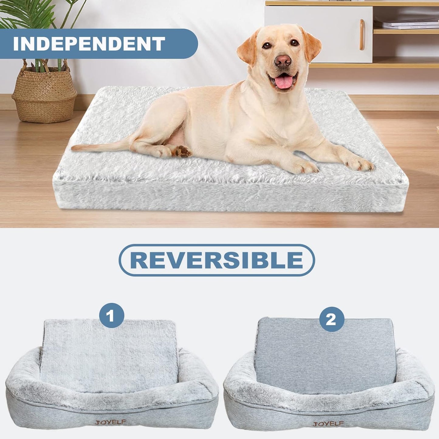 JOYELF Memory Foam Dog Bed XLarge Orthopedic Pet Bed with Washable Cover, Independent Mat Design with Free Waterproof Liner Included
