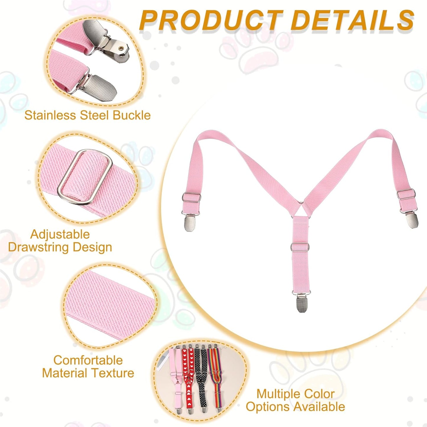 Dog Suspenders, Pet Diapers Keeper, Diapers Suspender for Dog, Elastic Strap Clips, (Pink, S, 2 Pcs), Intended for Small Medium Large Pet Doggy Skirt Dresses
