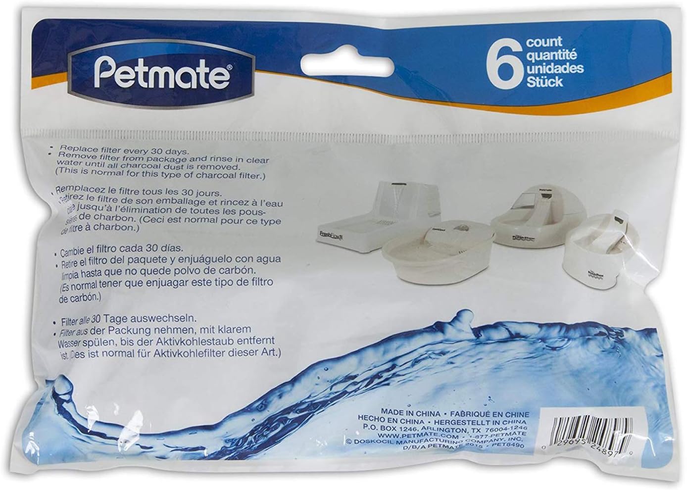 Petmate 6 Count Fresh Flow Replacement Filter,Gray
