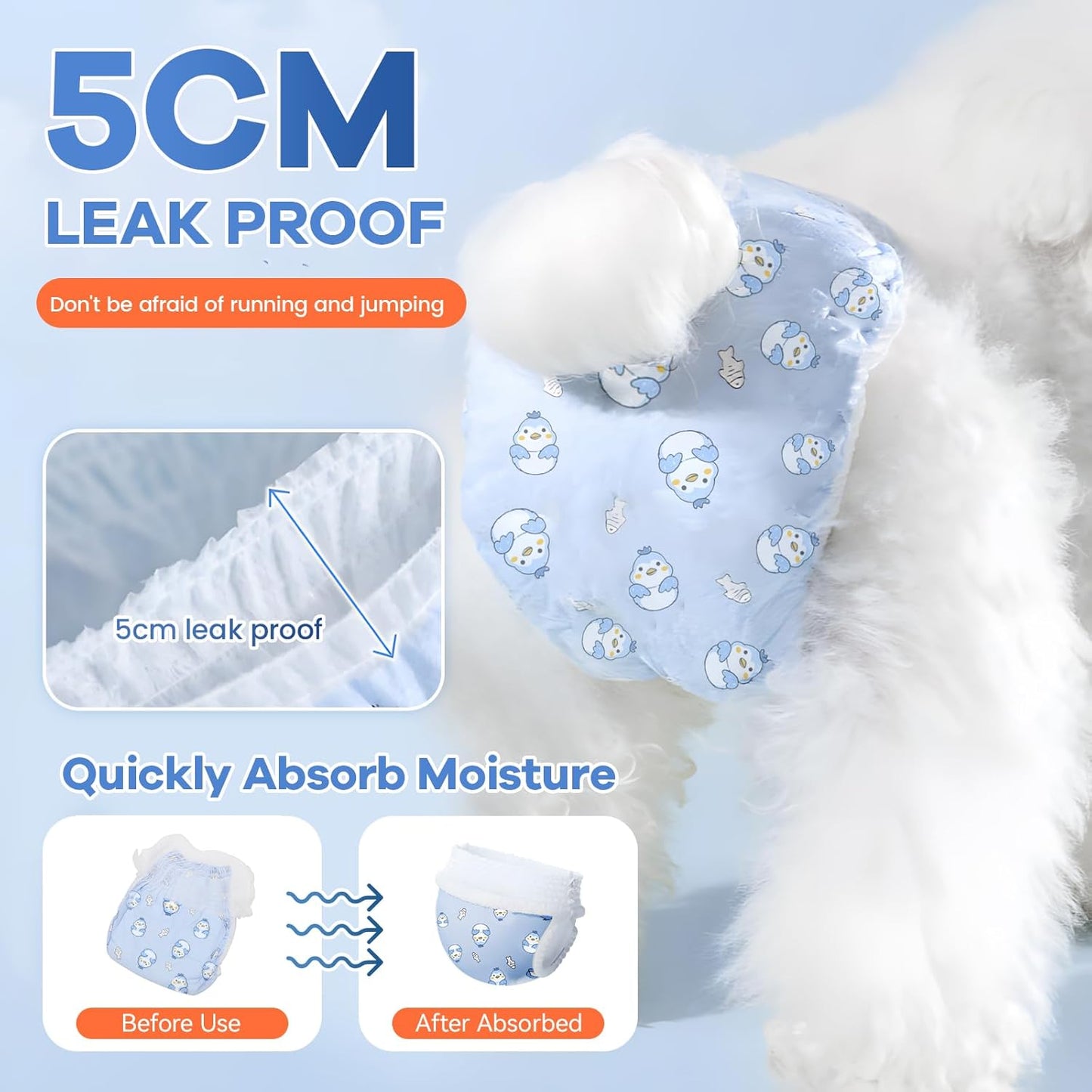 Disposable Dog Diapers Absorbent Soft Puppy Doggie Diapers for Female Dogs with Stretchy Waist Puppy Diaper in Heat Period Excitable Urination (S 10PCS)