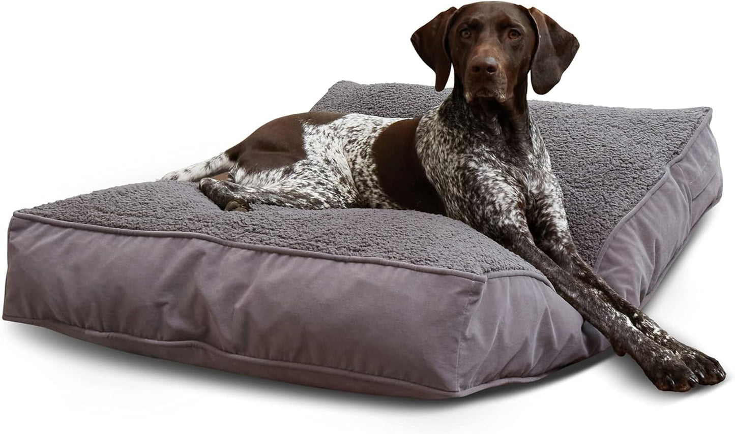 Buster Deluxe Reversible Pillow Style Sherpa Dog Bed, Gray, Medium (42 x 30 in.)