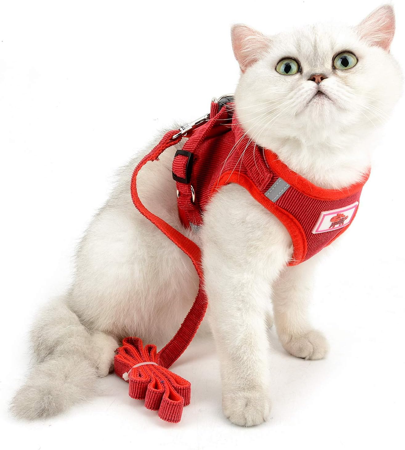 SELMAI Comfortable Cat Harness and Leash Kitten Vest No Pull No Choke Escape Proof Soft Mesh Reflective for Puppy Extra-Small/Small Dogs Walking Corduroy Jacket Adjustable Breathable Lightweight