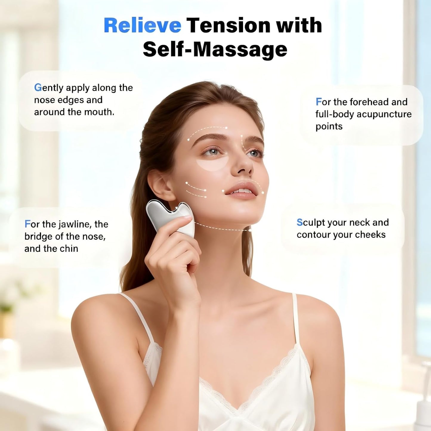 Stainless Steel Muscle Scraper Gua Sha Kit and Derma Edge Scraping Tools for Physical Therapy, Deep Tissue Guasha Massage Tool for Body and Face Relaxation (Grey-5pcs)