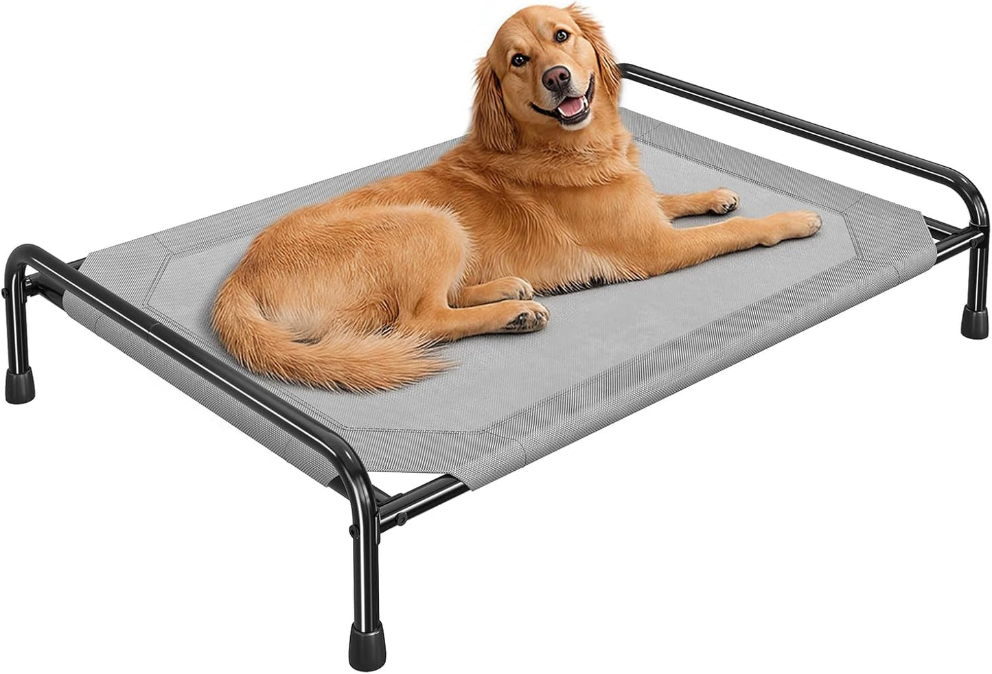 Cooling Breathable Elevated Dog Bed with Metal Frame for Large Dogs, Grey