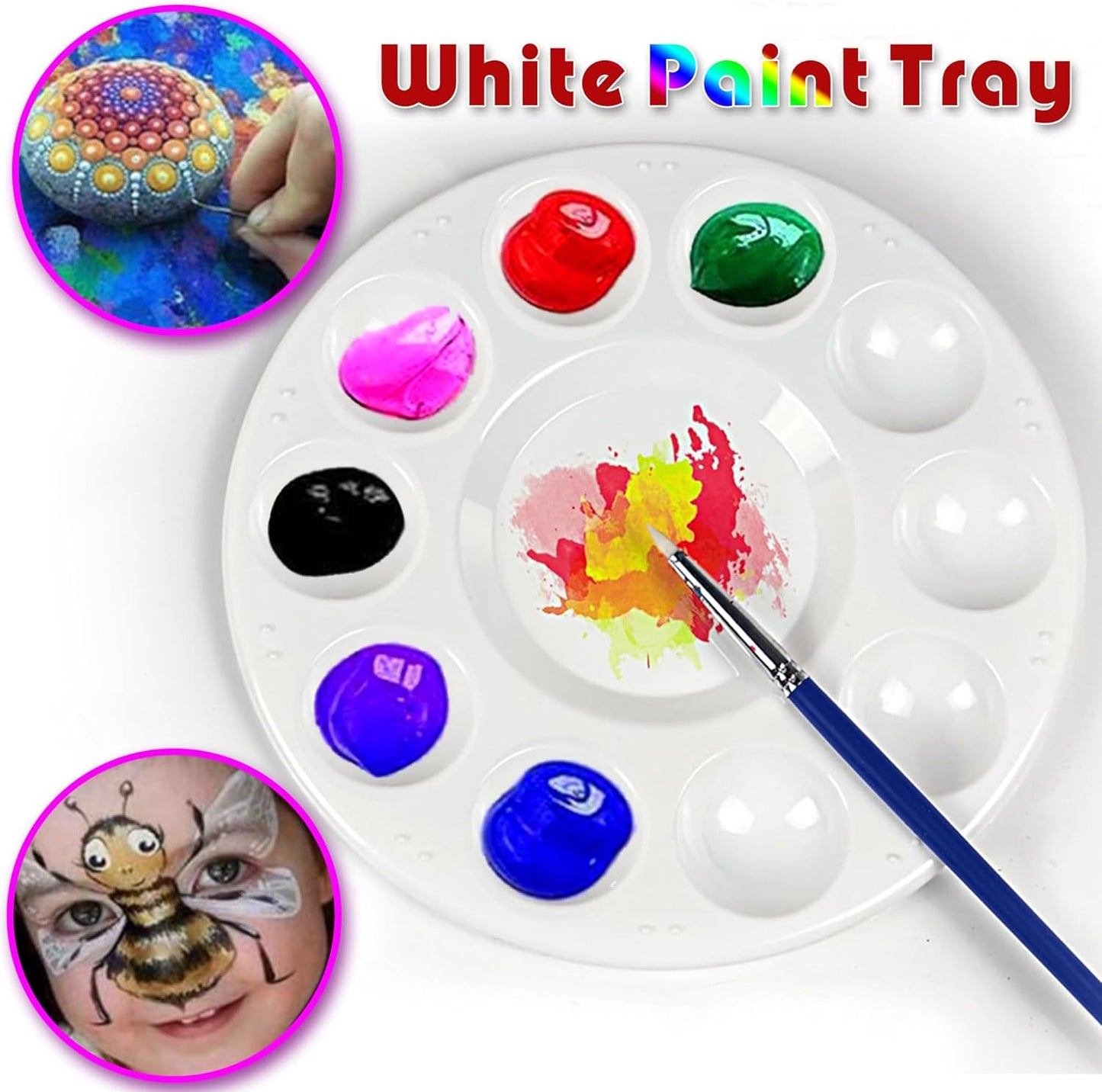 22pcs Paint Palettes, Plastic Paint Tray Palette, Paint Pallets for Kids or Students to DIY Craft Class or Art Class, White