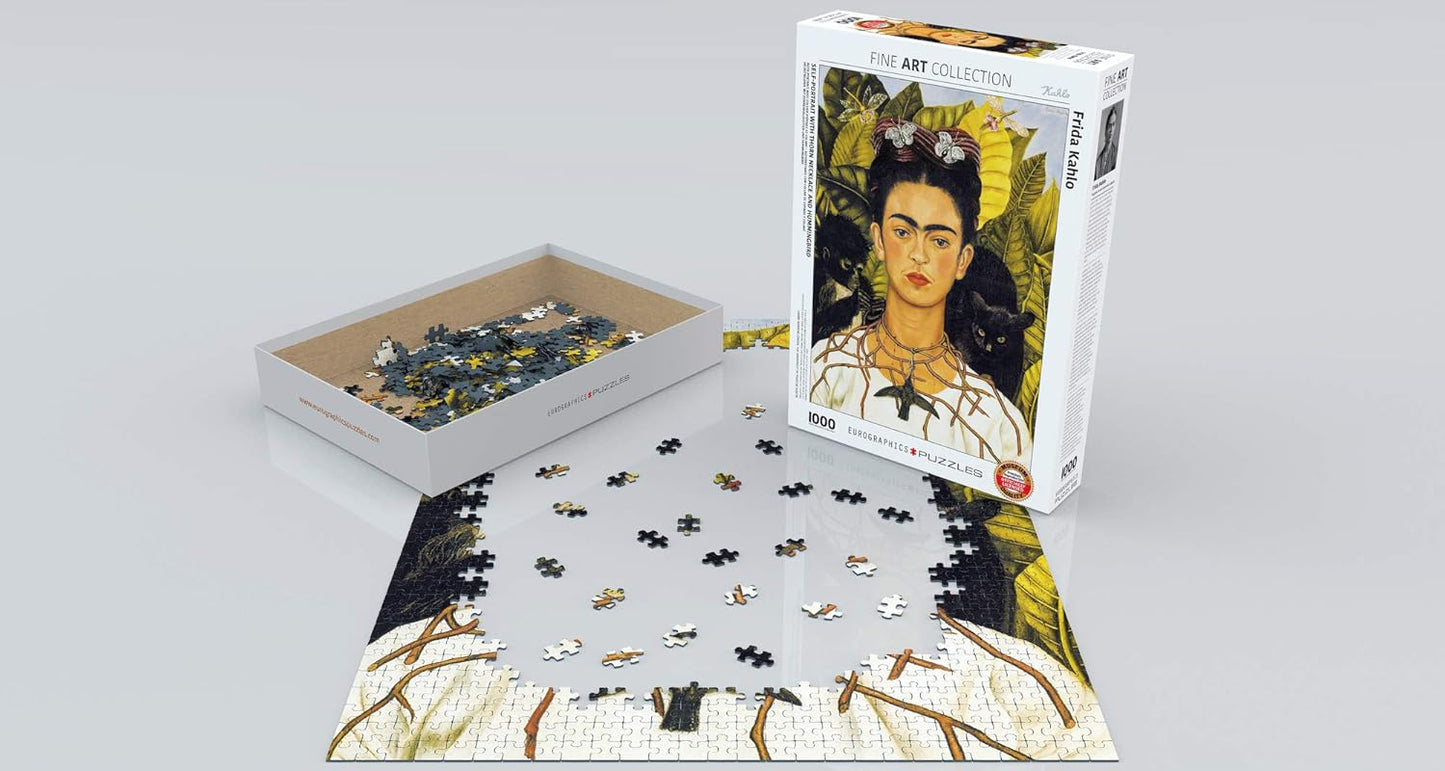 Self-Portrait with Thorn Necklace and Hummingbird by Frida Kahlo 1000-Piece Puzzle