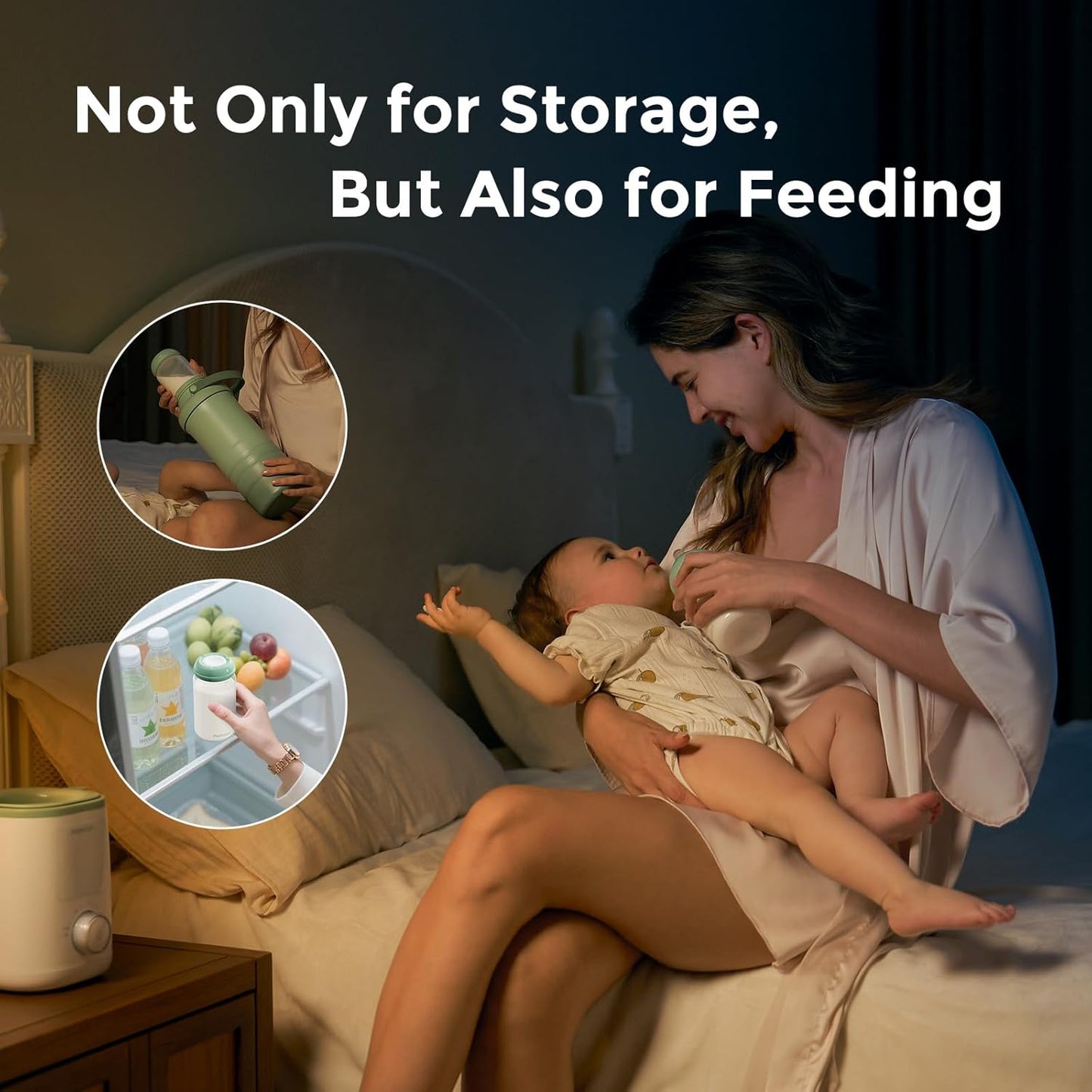 Momcozy Natural Baby Bottle, Wide-Neck, BPA Free Breast Milk Container, Storage Collection Bottle for Fridge & Milk Cooler, Breastfeeding Essential, 11 oz, 4 pcs