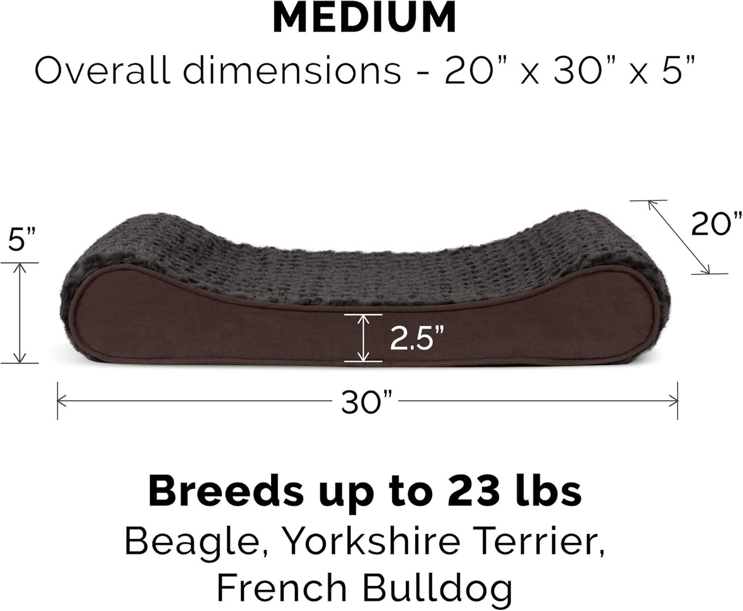 Furhaven Cooling Gel Dog Bed for Medium/Small Dogs w/ Removable Washable Cover, For Dogs Up to 23 lbs - Ultra Plush Faux Fur & Suede Luxe Lounger Contour Mattress - Chocolate, Medium