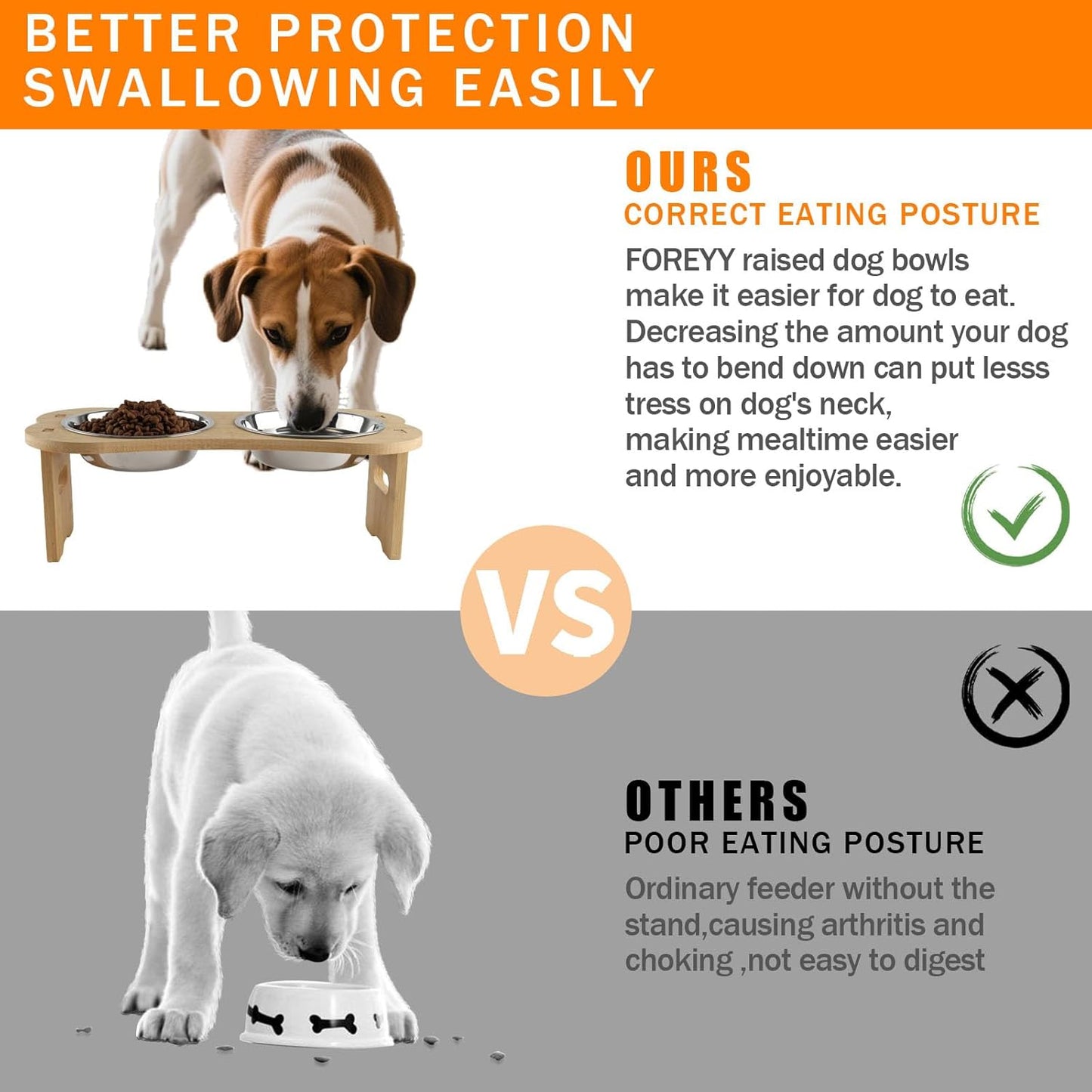 Elevated Dog Cat Bowls-2pack Stainless Steel Pet Food Water Bowls with Anti-Slip Bamboo Stand-Raised Dog Bowl for Small Dogs-Raised Cat Bowl Stand-Pet Feeding Station（4.7'' Height