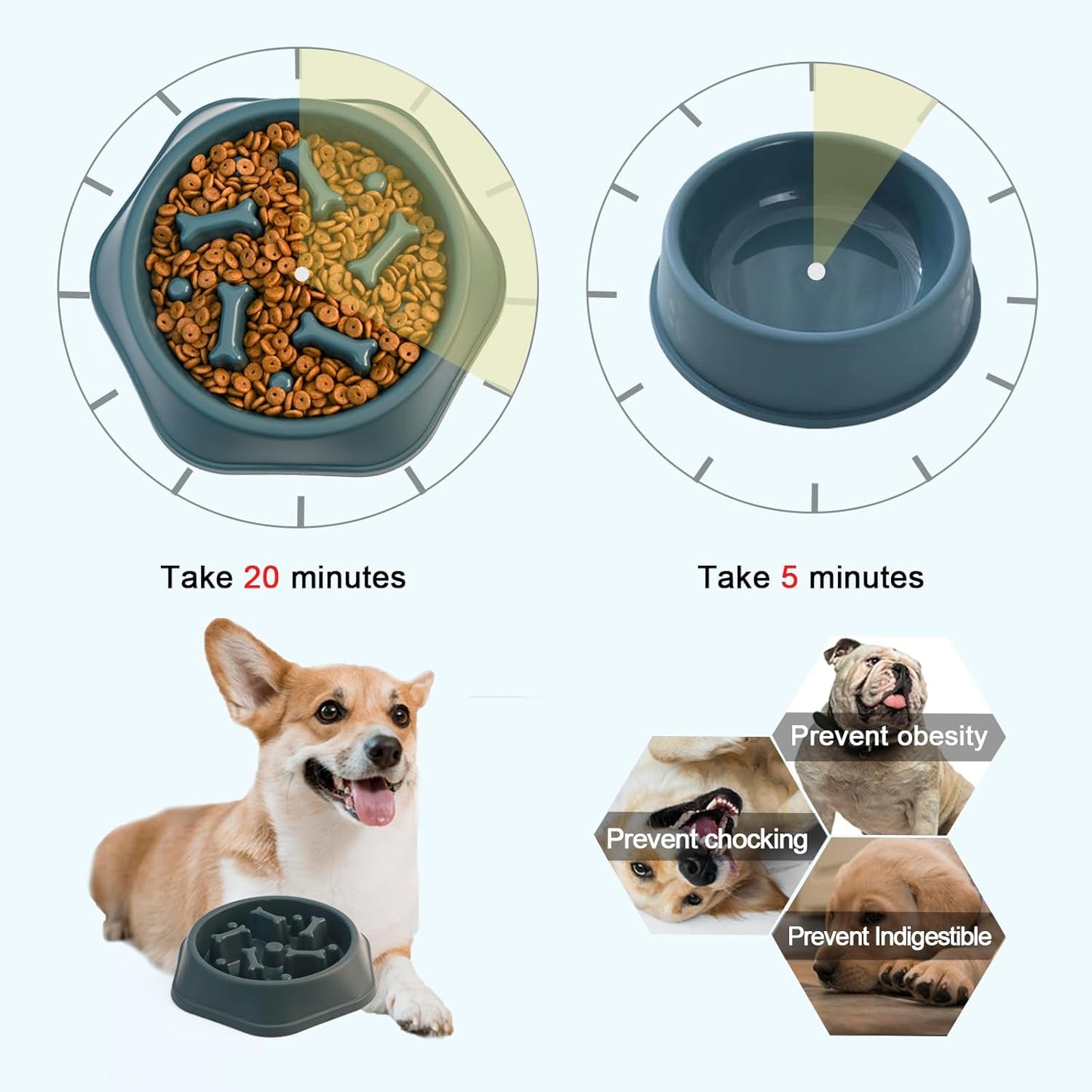 Dog Slow Feeder Bowl for Small & Medium Breeds, Anti-Choking Puzzle Food Bowl, Non Slip Interactive Dog Feeder for Healthy Eating Habits, Dishwasher Washable (Red)
