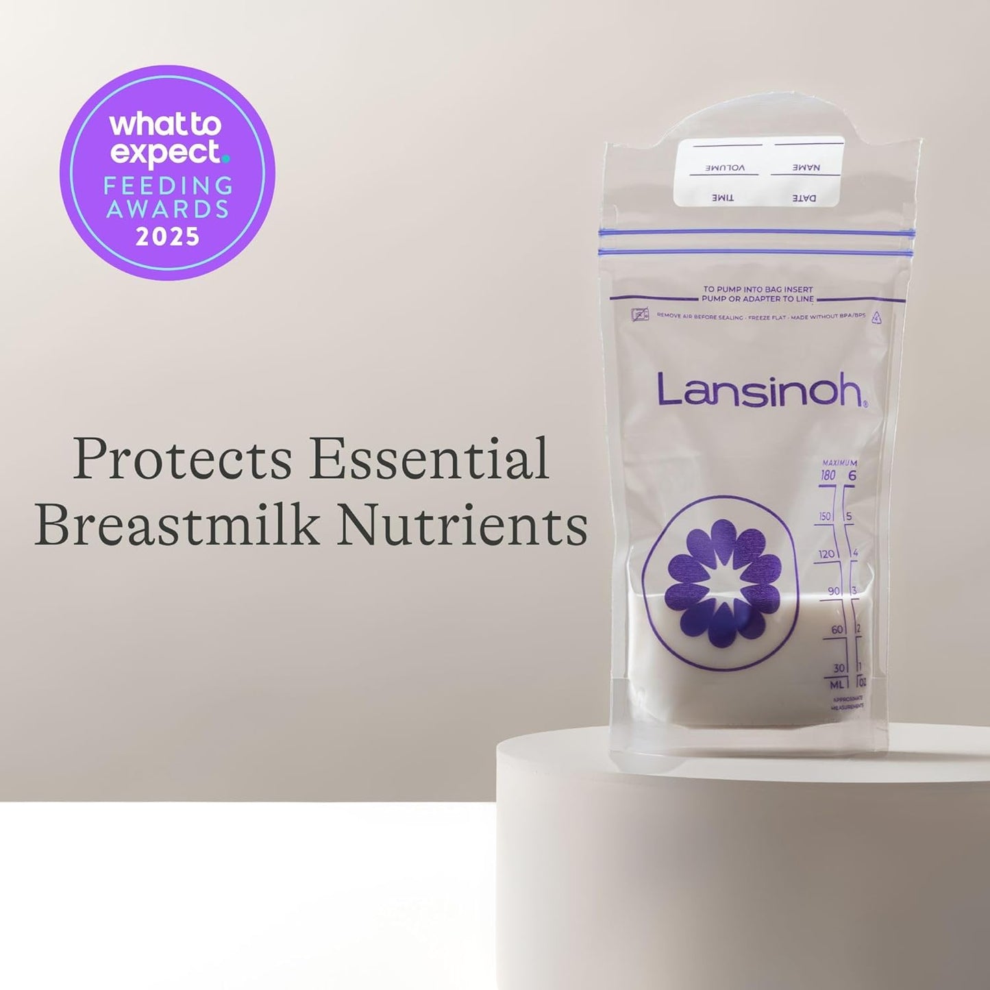 Lansinoh Breastmilk Storage Bags, 100 Count, Baby Essentials, Fast Freeze & Thaw Breast Milk Bags for Baby Bottle Feeding, Strength & Stretch, 6 Ounce
