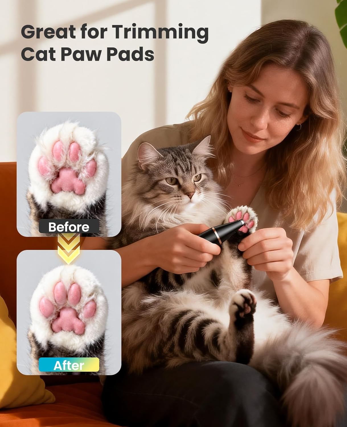 oneisall 2 Speed Cat Clippers with Double Blades, Rechargeable Cordless Small Cat Paw Trimmer, Low Noise for Trimming Dog's Hair Around Paws, Eyes, Ears, Face, Rump (Black)