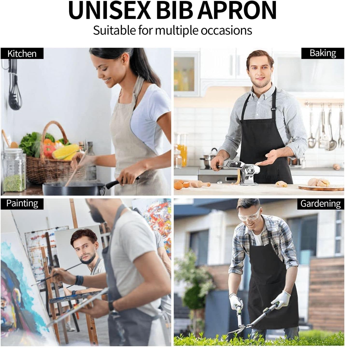 Perinsto Waterproof Apron With 2 Pockets Kitchen Chef Aprons Bibs For Cooking Baking Painting Gardening Grooming