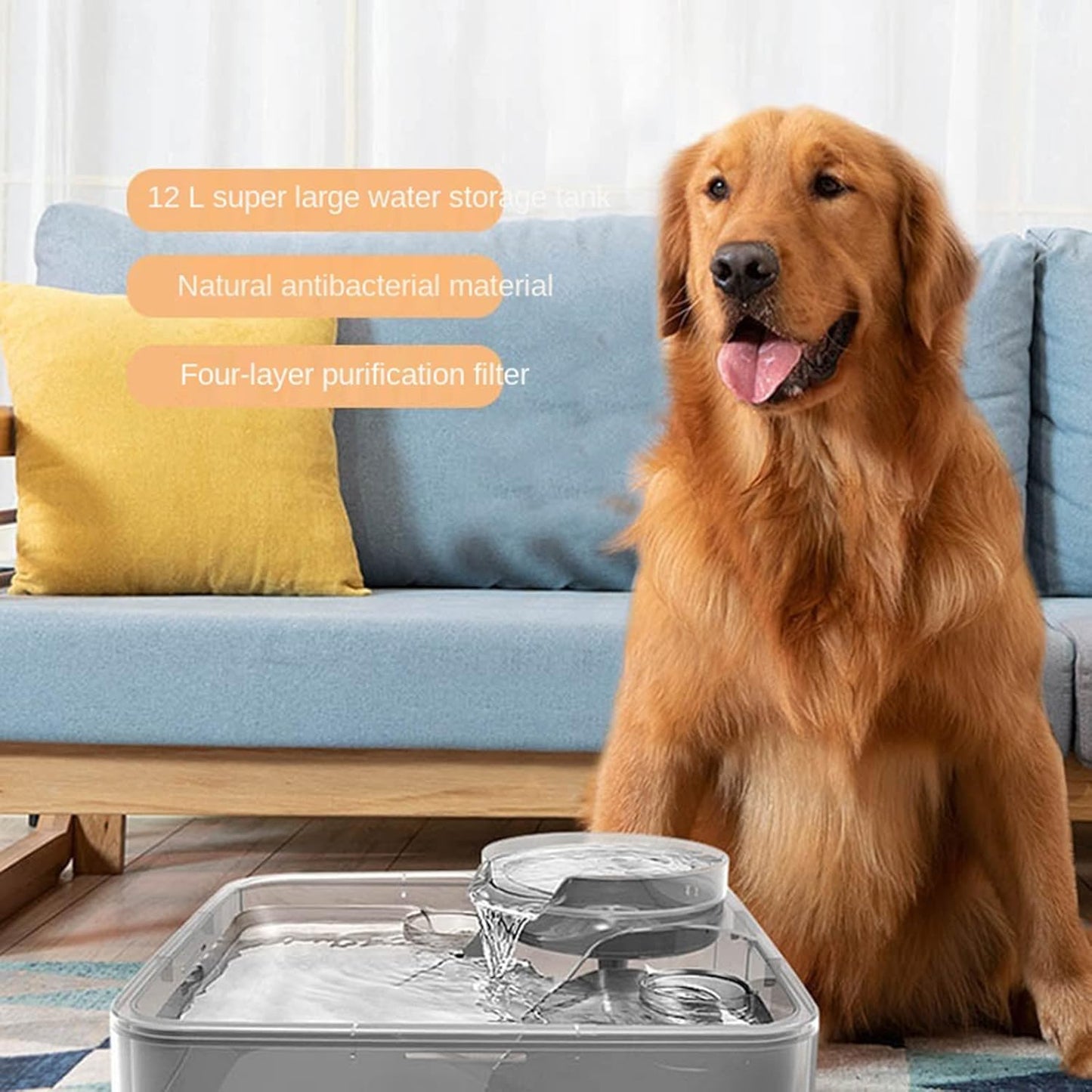 Dual-Tier Pet Fountain, Automatic Dog/Cat Water Fountain with Large Capacity, Pet Water Dispenser Drinking Water for Cats Dogs Multiple Animals,Gray