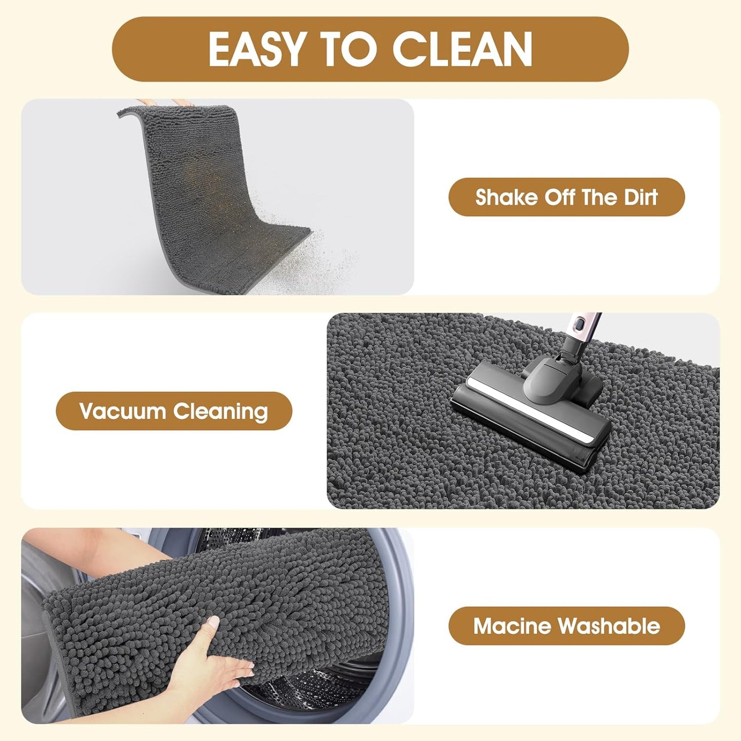 IM HOME Dog Door Mats for Muddy Paws, 30" X 20" Chenille Absorbent Doormat, Non Slip Heavy Dog Rugs for Muddy Paws, Soft Indoor Door Mat for Entryway, Mud Paw, Inside Floor, Grey