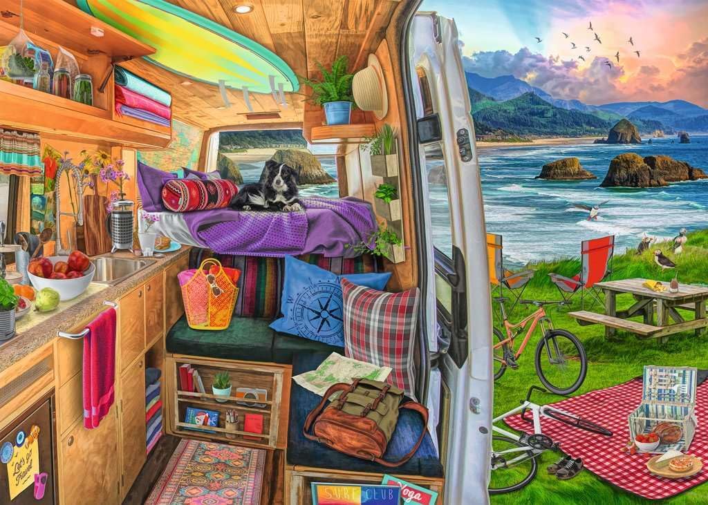 Ravensburger - Rig Views - 500 Piece Large Format Jigsaw Puzzle - Stunning Imagery - Bold Colors & Intricate Details - Adventure in Van Life - Premium Quality - Puzzles for Adults