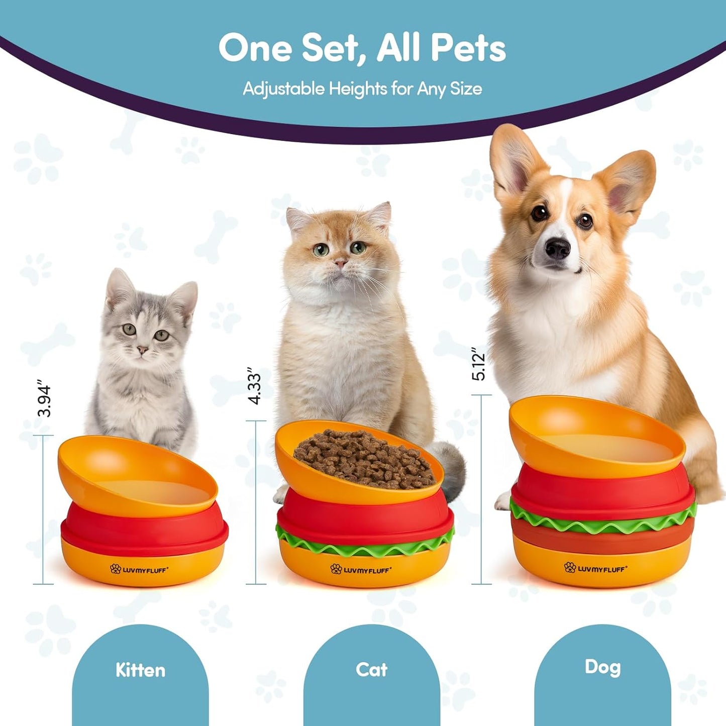 Slow Feeder Small Dog Bowl – 2 Patterns Reversible Lick Mat & 1 Spiral Slow Feeder - Hamburger Style | Non-Slip, Dishwasher Safe & Easy to Clean