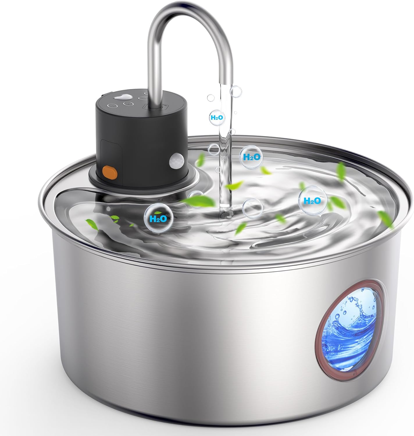 Wireless Cat Water Fountain Stainless Steel, Cordless Automatic Pet Water Dispenser for Cats Indoor, Small Dogs, 108oz/3.2L Rechargeable Pet Drinking Fountain with Motion Sensor
