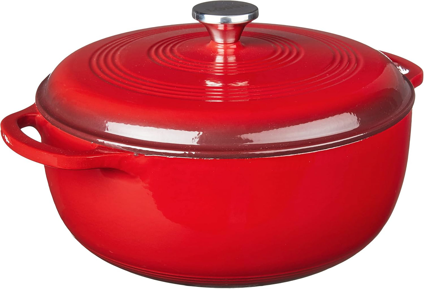 Lodge Essential Enamel Cast Iron Dutch Oven with Lid - Oven-Safe Enamel Cookware up to 500° F - Heat-Retaining Braising & Roasting Pot - Non-Toxic Cookware - 7.5 Quart, Island Spice Red