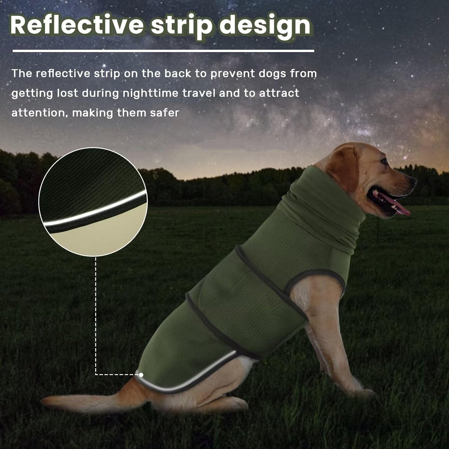 IDOMIK Dog Anxiety Calming Hoodie, Breathable Dog Jacket Vest for Thunderstorms, Fireworks, Vet Visits, Separation, Adjustable Noise Block & Ear Protection Recovery, Green, M